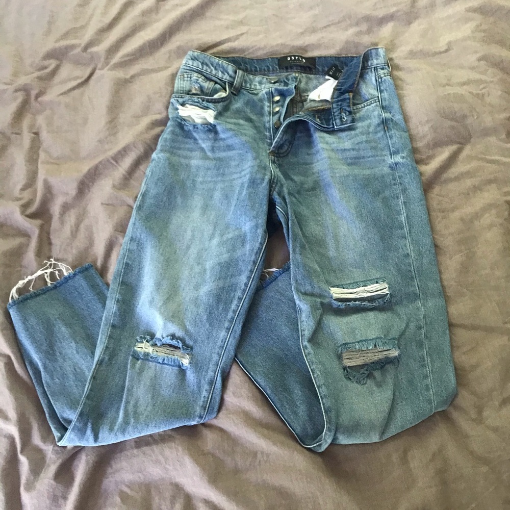 DSTLD High Rise Distressed Jeans